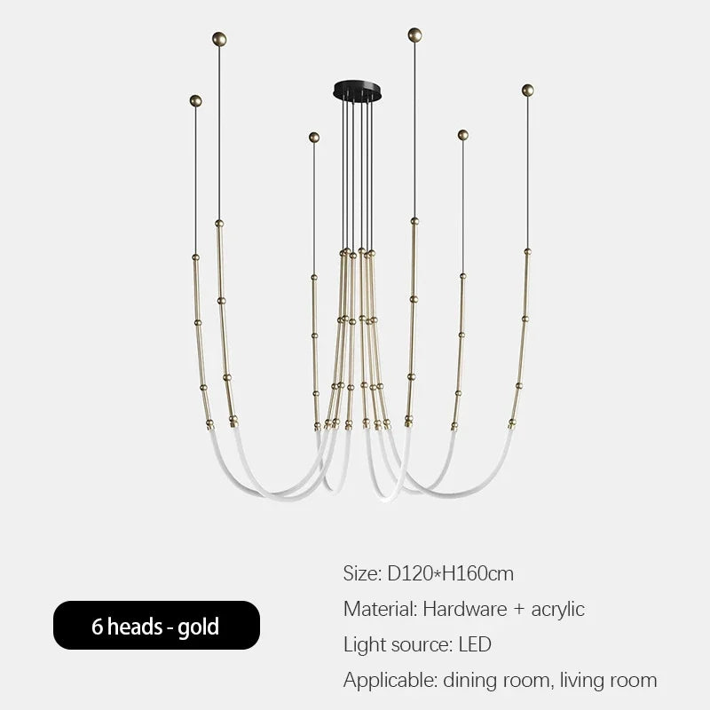 Moderner italienischer LED-Kronleuchter aus Bambus minimalistisch und kreativ