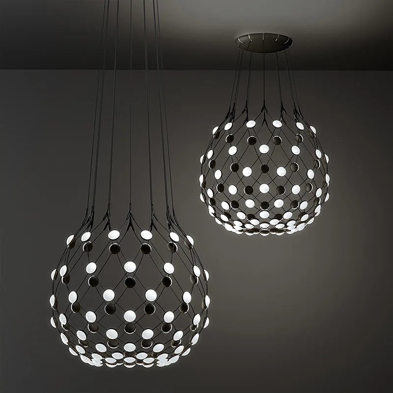 Lustre Designer italien Led nordique noir blanc salle à manger filet de pêche - vue 4 sur 10