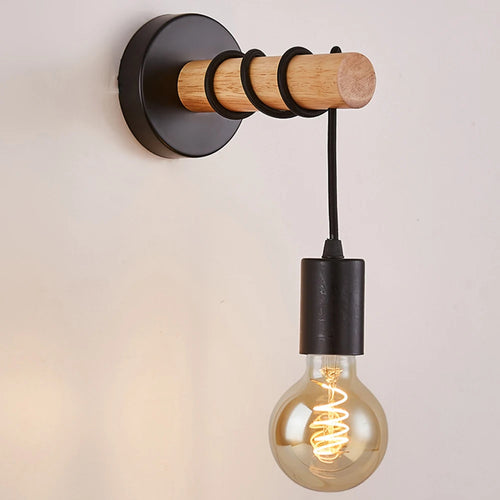 Moderne minimalistische Wandleuchte aus Holz für den Innenbereich - vue 3 sur 6