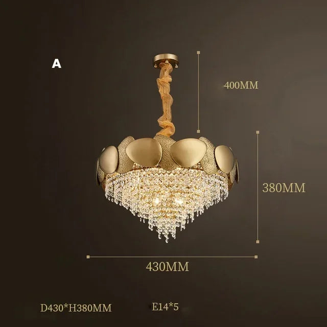 lustre moderne en cristal pampilles et acier inoxydable - vue 13 sur 16