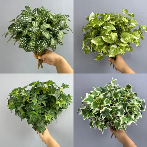 feuilles artificielles en plastique pour décoration florale intérieure