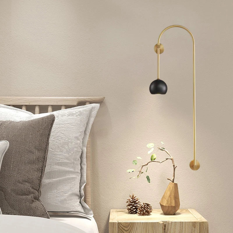 applique murale minimaliste en cuivre et laiton gu10