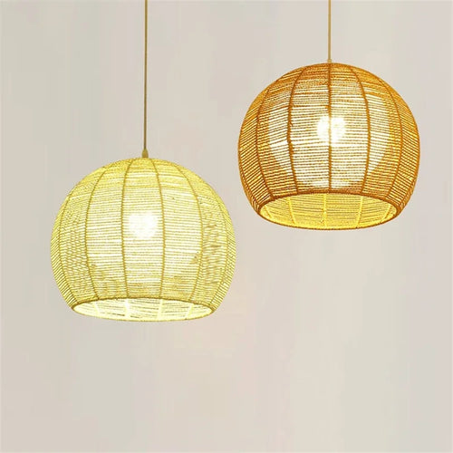 Moderne nordische LED-Pendelleuchte aus Eisen und Hanfseil - vue 7 sur 14