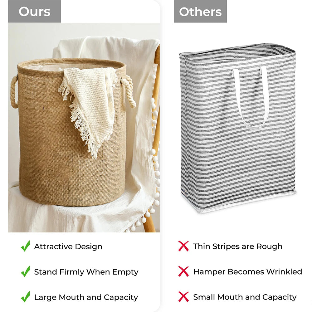 Large Laundry Basket, Waterproof, Freestanding Laundry Hamper, Collapsible Tall Clothes Hamper with Extended Handles for Clothes - vue 3 sur 8