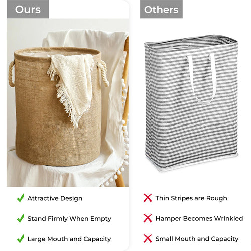 Large Laundry Basket, Waterproof, Freestanding Laundry Hamper, Collapsible Tall Clothes Hamper with Extended Handles for Clothes - vue 4 sur 8