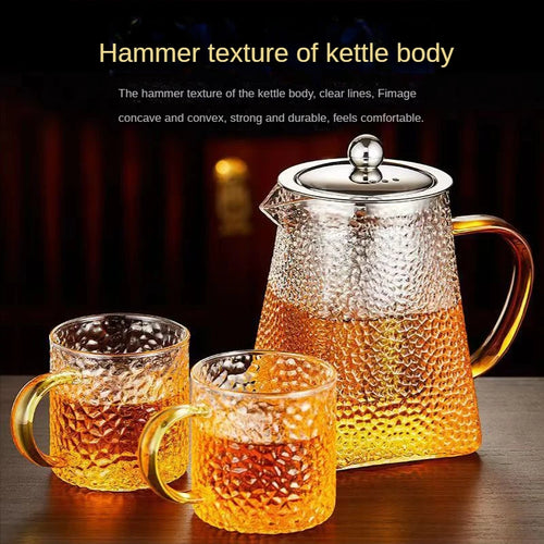 theiere verre martelee avec filtre inox resistante chaleur