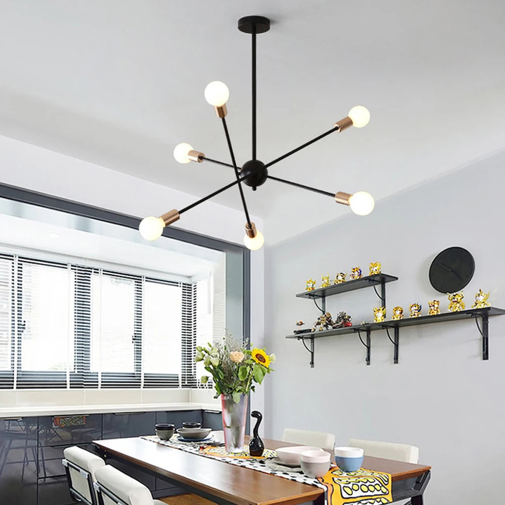 lustre moderne nordique sputnik avec éclairage led intérieur - vue 5 sur 16