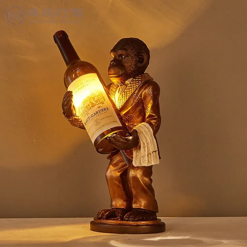 Retro Affenlampe aus Resin für Vintage-Deko und Loft-Stil - vue 5 sur 8