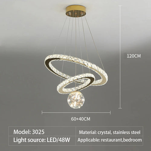 Moderner Kronleuchter aus Kristallglas mit LED-Sternenlicht - vue 14 sur 13