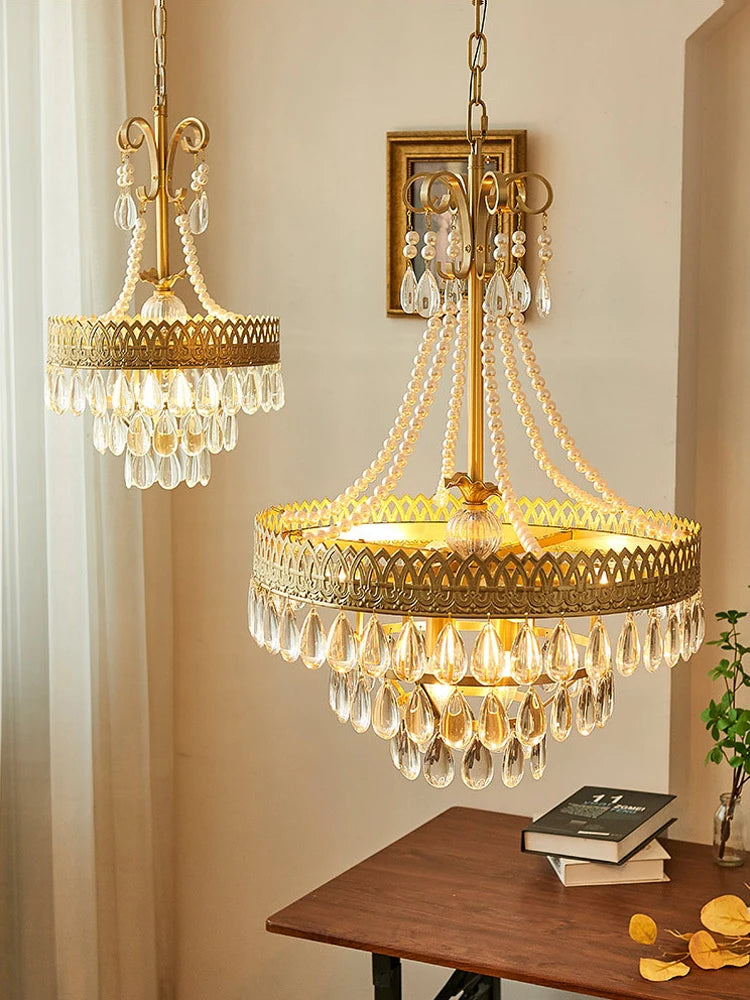 lustre à led en cristal forme larme rose 2024 luminaire élégant moderne - vue 6 sur 14