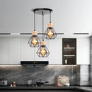 Vintage Pendelleuchte aus Holz im Industrie-Stil LED-Leuchte