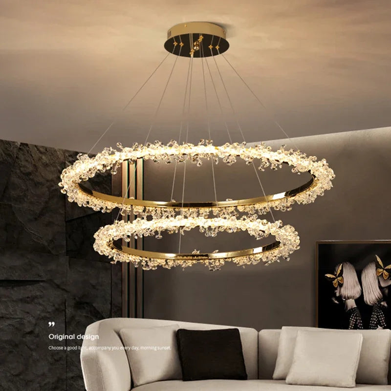 lustre nordique de luxe en cristal pour décoration moderne - vue 5 sur 17