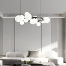 Moderne Pendelleuchte mit Ring aus Messing und weißem Glas