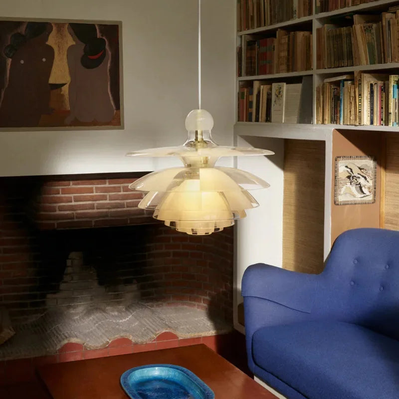 lustre en verre led moderne design scandinave éclairage suspendu élégant - vue 4 sur 8