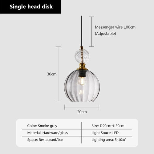 Bonbonfarbene Pendelleuchte aus Glas für die Wohnungsdekoration - vue 9 sur 14