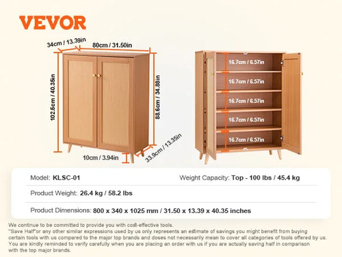 armoire de rangement à chaussures rotin 5 niveaux avec portes