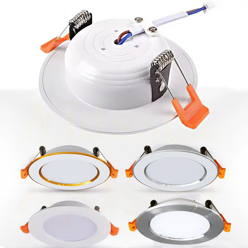 Luz descendente LED empotrada en el techo, lámpara blanca fría y cálida AC220V 3 colores de atenuación, 5W 7W 9W12W 15W 18W 24W - vue 2 sur 9