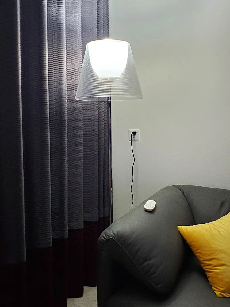 lampadaire moderne en acier inoxydable avec abat-jour acrylique led - vue 5 sur 8
