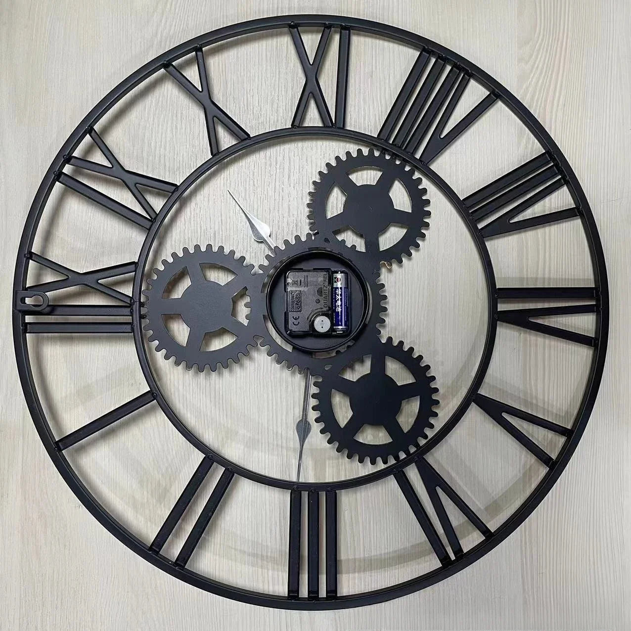 horloge murale rétro en métal avec grand engrenage décoratif - vue 6 sur 6