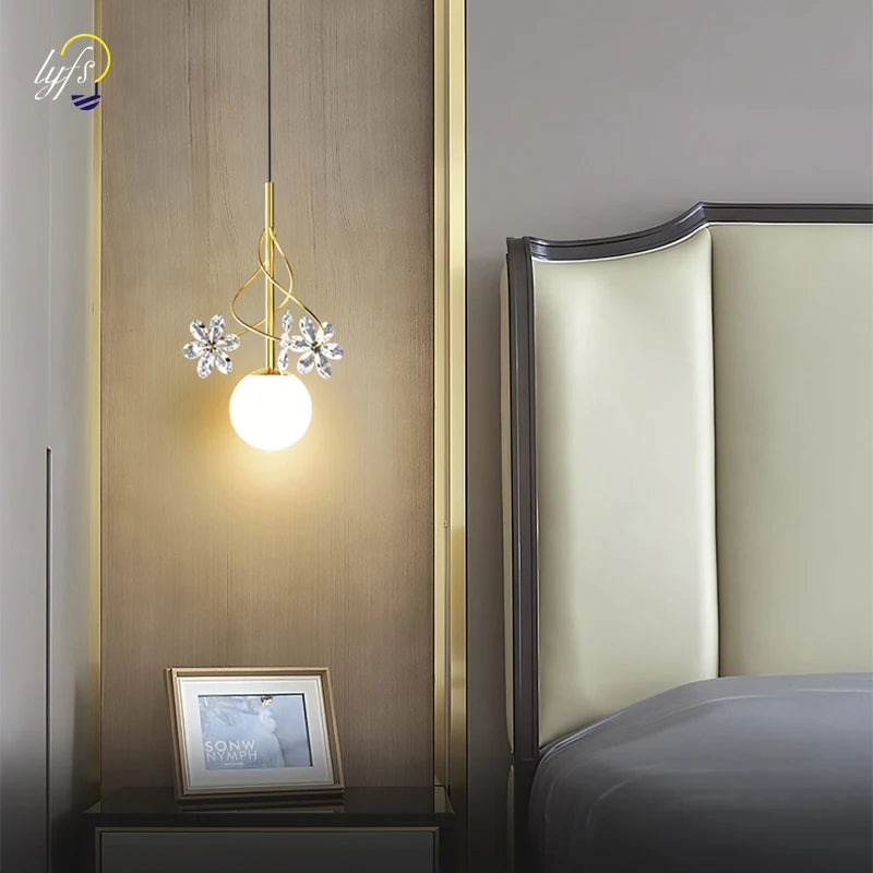 Suspension led en cristal design nordique décorative - vue 2 sur 8