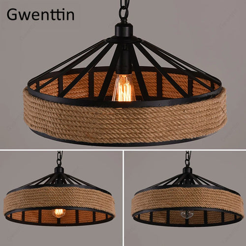 suspension rétro en corde de chanvre pour décoration intérieure - vue 5 sur 7