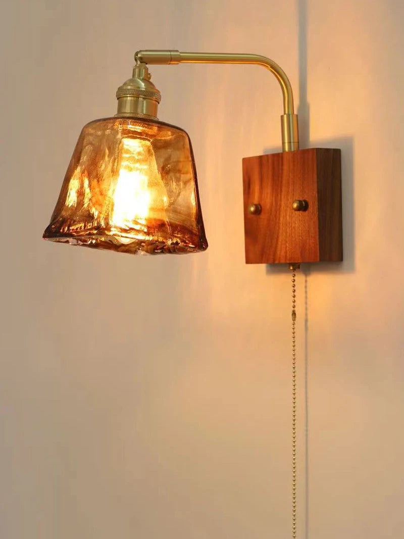 Japanische Vintage-Wandleuchte aus Holz Minimalistische LED-Lampe - vue 4 sur 13