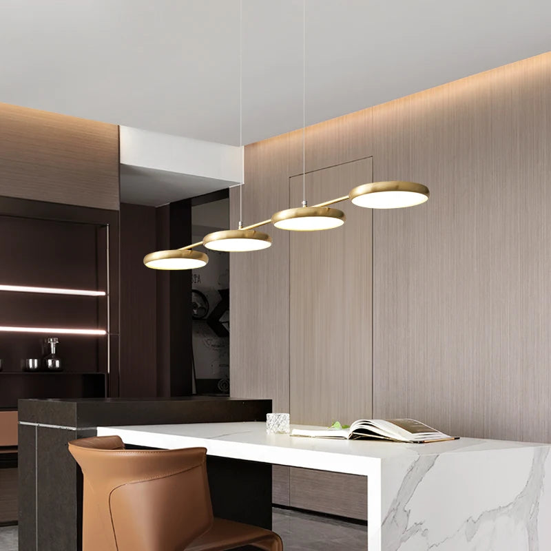 lustre led moderne en cuivre noir pour intérieur élégant - vue 5 sur 10