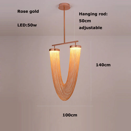 lustre art déco led dimmable en aluminium doré design moderne élégance - vue 22 sur 21
