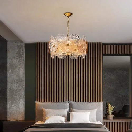 Moderner Glas-Kronleuchter mit elegantem LED-Design - vue 5 sur 10