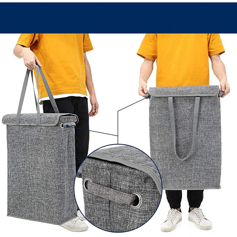 45L Slimline Laundry Hamper with Lid, Family Bathroom Life Clothes Pants Storage Dirty Clothes Basket  Folding Laundry Basket