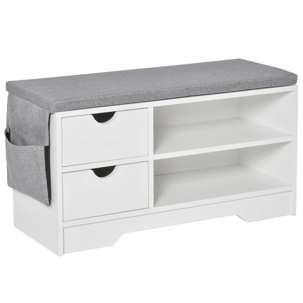 HOMCOM bench shoe rack with seat and 2 drawers 80,5x30,5x43,5 cm white and gray