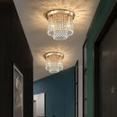 LED-Deckenleuchte aus Holz im modernen Boho-Stil mit elegantem Kristall