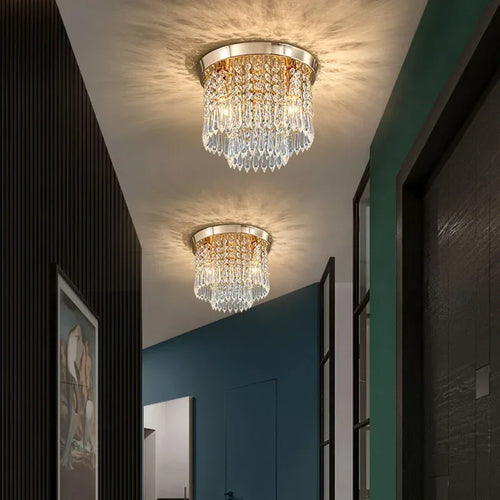 LED-Deckenleuchte aus Holz im modernen Boho-Stil mit elegantem Kristall - vue 4 sur 20