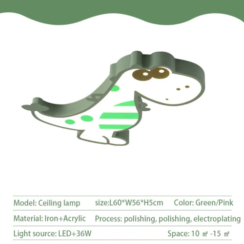LED Ceiling Creative Cartoon Dinosaur for Children's Room Lamp, Modern Warm and Romantic Boy and Girl Bedroom Light  Lampara RC