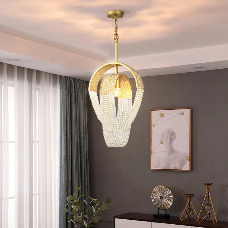 Lustre en cristal à pampilles de luxe américain post-moderne - vue 6 sur 10