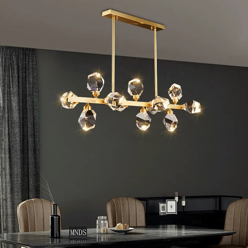LED-Kronleuchter Messing Kristall Gold Wohnkultur - vue 2 sur 18