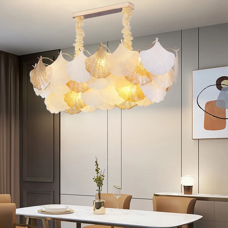 lustre en verre coquillage pour ambiance romantique et élégante - vue 6 sur 12