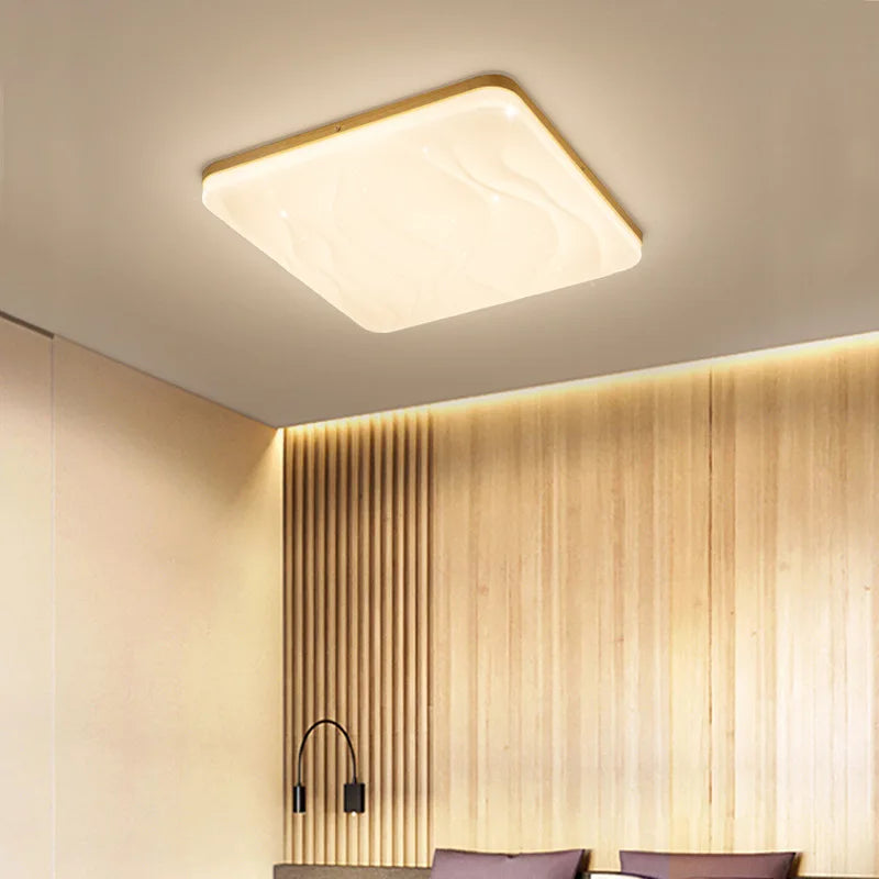 plafonnier led carré moderne simple en bois pour intérieur - vue 5 sur 11