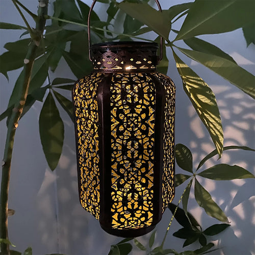 lampe solaire rétro en fer pour décoration extérieure - vue 3 sur 7