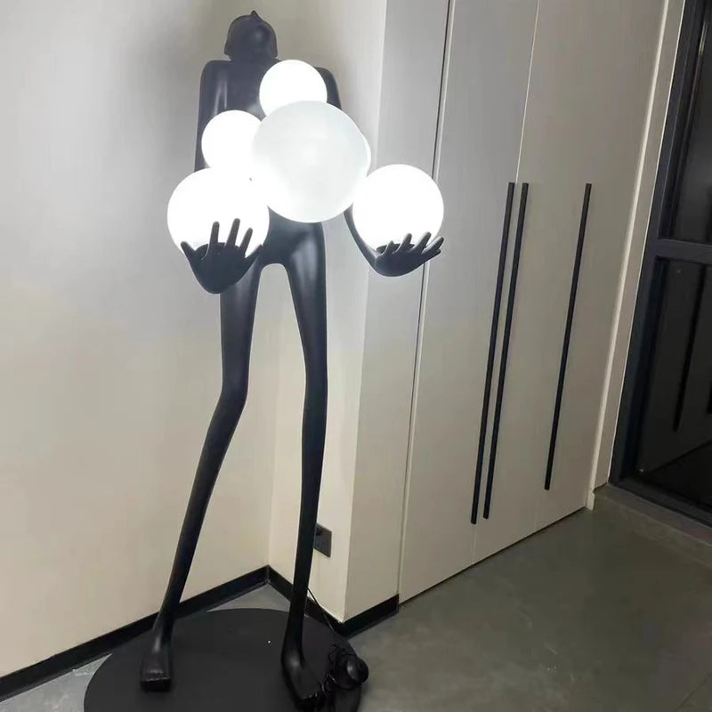 lampadaire postmoderne en résine et verre design élégant - vue 7 sur 9