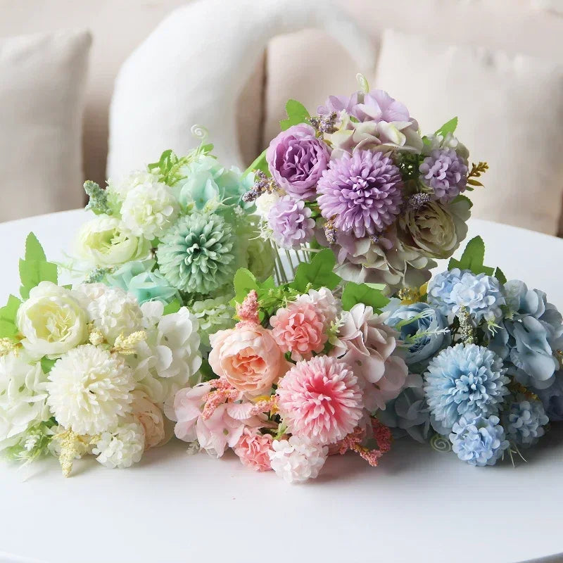 bouquet d'hortensias de pivoines artificielles pour décoration festive - vue 5 sur 11