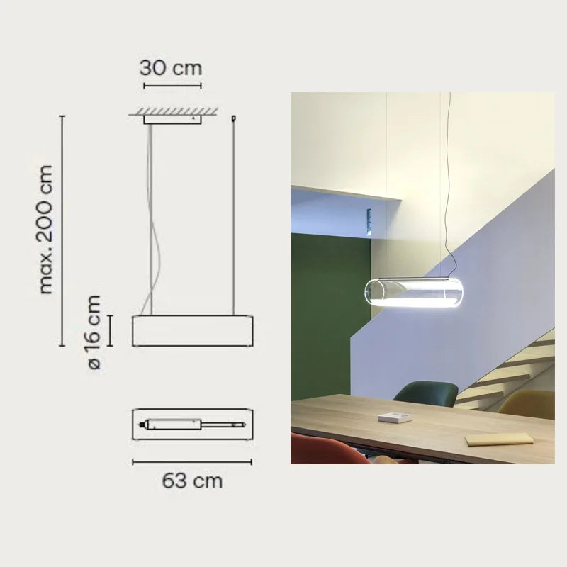 lustre en verre transparent moderne avec éclairage led décoratif - vue 7 sur 7