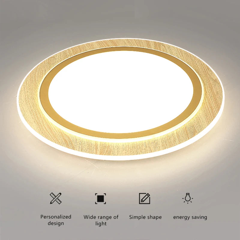 lampes de plafond led ultra-minces en bois style japonais - vue 6 sur 9