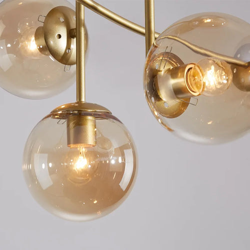Moderner nordischer Kronleuchter aus Glas in Bohnenform LED Luxus - vue 7 sur 12