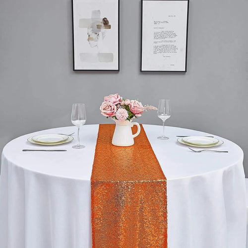 Chemin de table paillettes orange décoration fête mariage