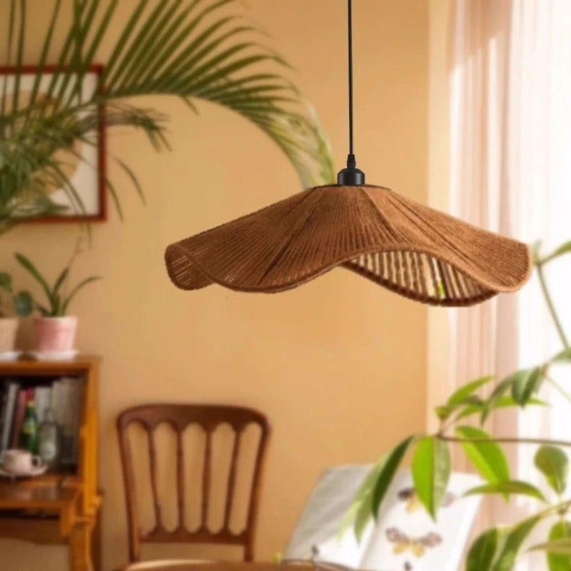 suspension Nordique chanvre E27 LED salle à manger japonais tricoté chambre - vue 5 sur 14