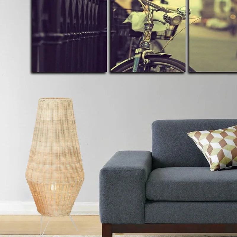 Lampadaire rotin naturel minimaliste - vue 6 sur 8