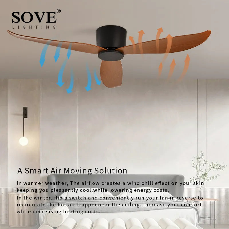 SOVE ventilateur de plafond blanc plancher bas Ultra mince 17 cm DC ventilateur de plafond avec télécommande ventilateurs de plafond simples sans lumière 220 V - vue 4 sur 14