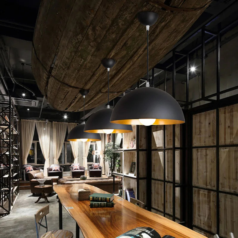 lustre industriel rétro led en fer nordique suspension éclairage - vue 4 sur 23