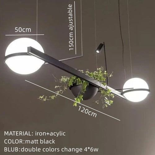 lustre moderne nordique avec pot de fleur led intégrée - vue 12 sur 18